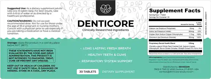 denticore-ingredients-label